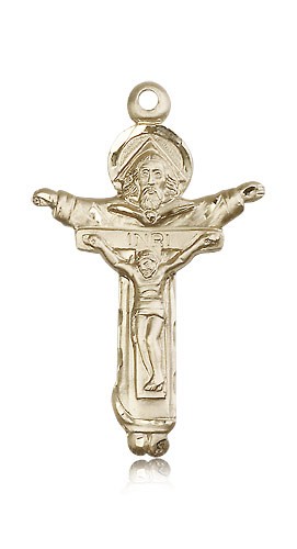 Trinity Crucifix Pendant, 14 Karat Gold - 14 KT Yellow Gold