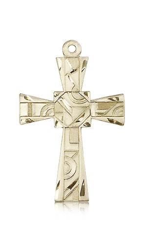 Mosaic Cross Pendant, 14 Karat Gold - 14 KT Yellow Gold