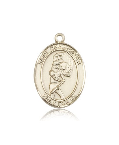St. Christopher Softball Medal, 14 Karat Gold, Large - 14 KT Yellow Gold