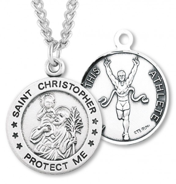 Men's Sterling Silver Saint Christopher Baseball Necklace