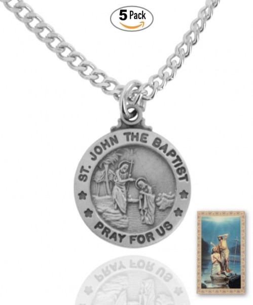 Round St. John The Baptist Medal and Prayer Card Set - Pack of 5