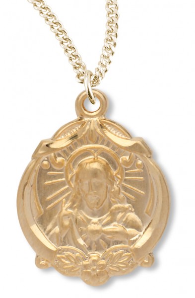 Women's 14kt Gold Over Sterling Silver Scapular Jesus Necklace+ 18 Inch Gold Plated Chain &amp; Clasp - Gold-tone
