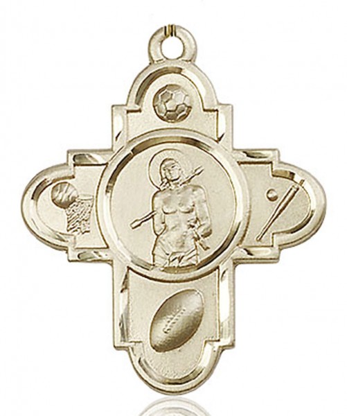 Sports 5 Way Cross St Sebastian Medal, Gold Filled - No Chain