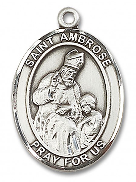 St. Ambrose Medal, Sterling Silver, Large - No Chain