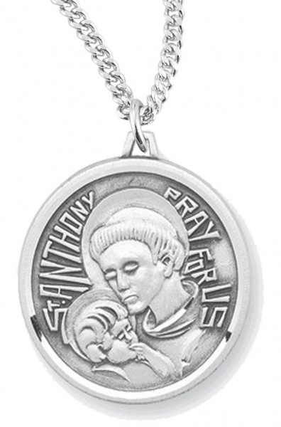 Women's St. Anthony Necklace, Sterling Silver with Chain Options - 18&quot; 1.8mm Sterling Silver Chain + Clasp