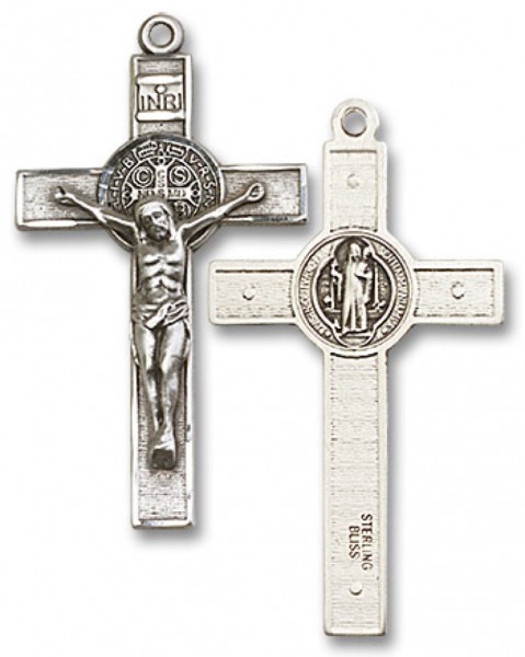 St. Benedict Crucifix Pendant, Sterling Silver - No Chain