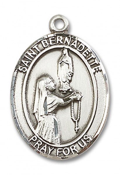 St. Bernadette Medal, Sterling Silver, Large - No Chain