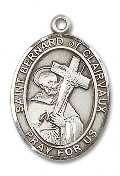 St. Bernard of Clairvaux Medal, Sterling Silver, Large - No Chain