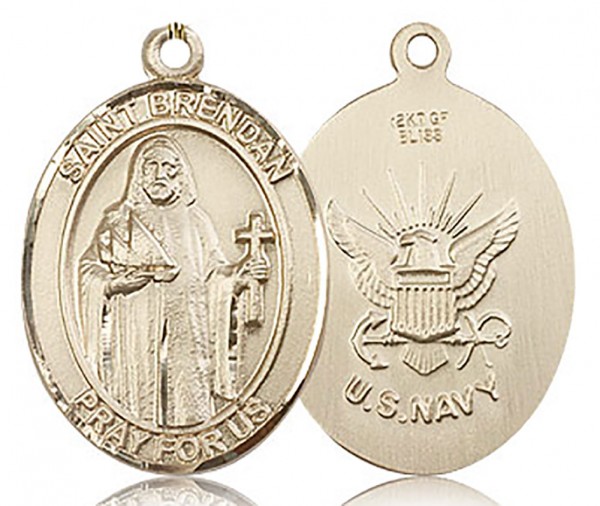 St. Brendan the Navigator/ Navy Medal, Gold Filled, Large - No Chain