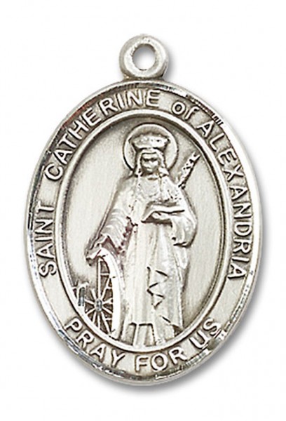 St. Catherine of Alexandria Medal, Sterling Silver, Large - No Chain