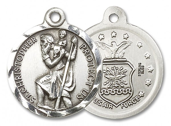 St. Christopher Air Force Medal, Sterling Silver - No Chain