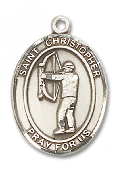 St. Christopher Archery Medal, Sterling Silver, Large - No Chain