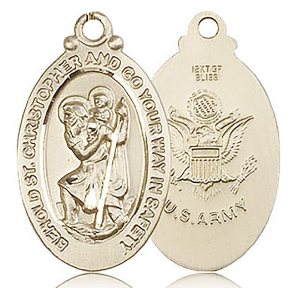St. Christopher Army Medal, Gold Filled - No Chain