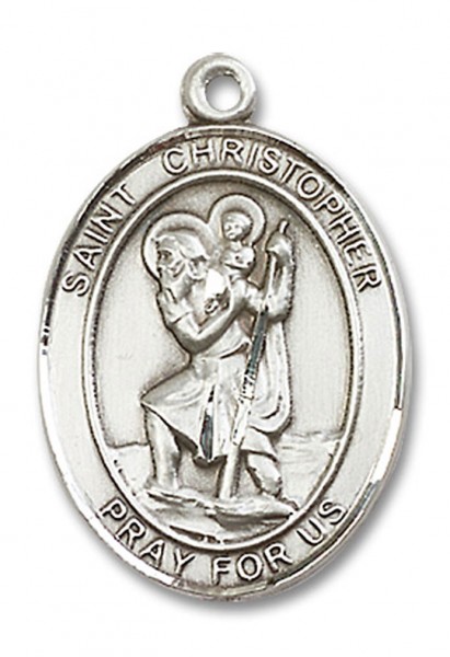 St. Christopher Army Medal, Sterling Silver, Large - No Chain