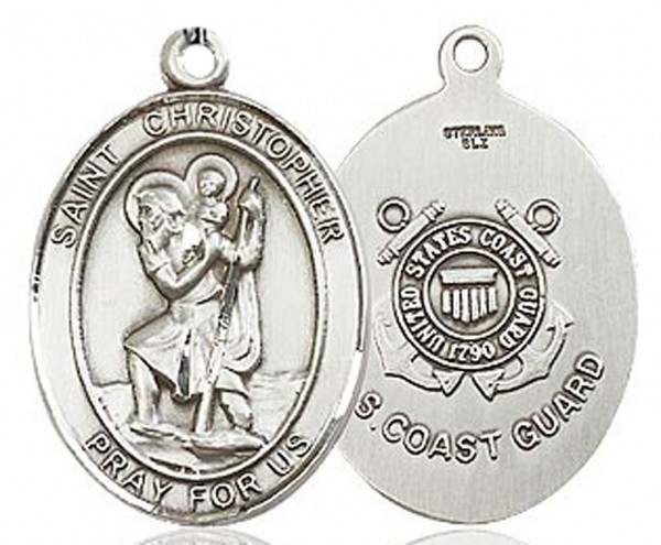 St. Christopher Coast Guard Medal, Sterling Silver, Large - No Chain