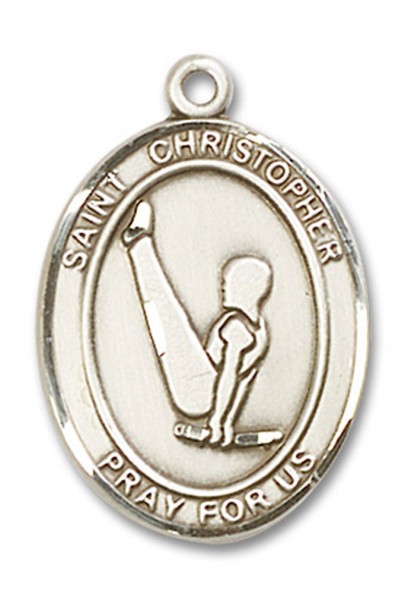 St. Christopher Gymnastics Medal, Sterling Silver, Large - No Chain