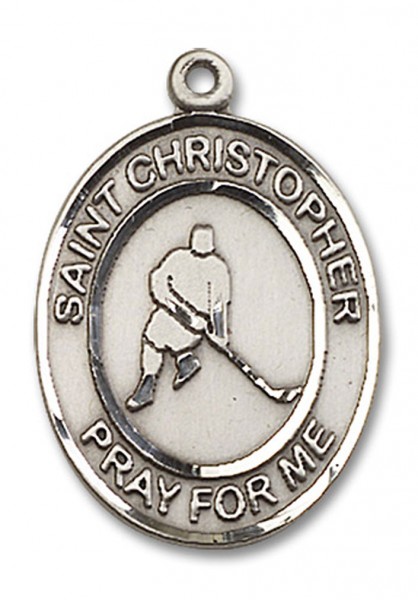 St. Christopher Ice Hockey Medal, Sterling Silver, Large - No Chain