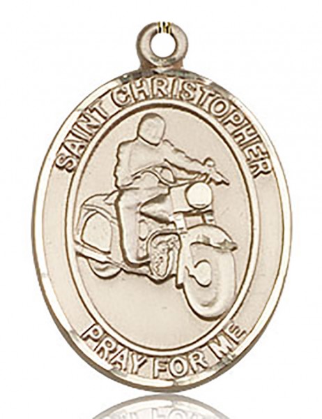 St. Christopher Motorcycle Medal, Gold Filled, Large - No Chain