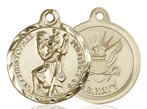 St. Christopher Navy Medal, Gold Filled - No Chain