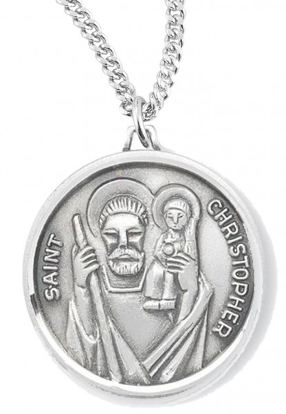 Women's St. Christopher Necklace, Sterling Silver with Chain Options - 18&quot; 1.8mm Sterling Silver Chain + Clasp
