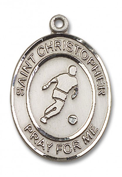 St. Christopher Soccer Medal, Sterling Silver, Large - No Chain