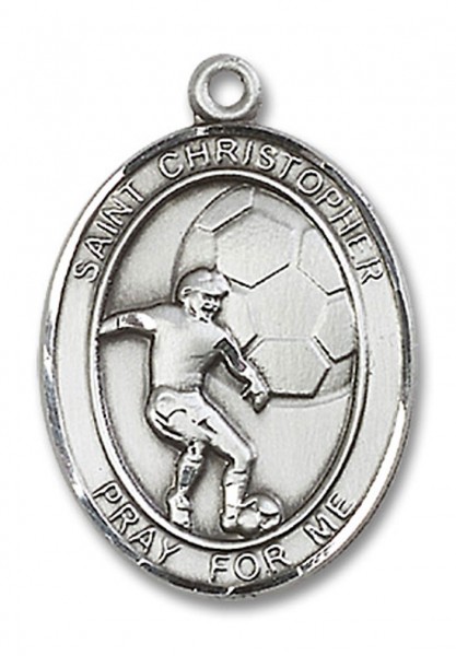 St. Christopher Soccer Medal, Sterling Silver, Large - No Chain