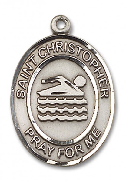St. Christopher Swimming Medal, Sterling Silver, Large - No Chain