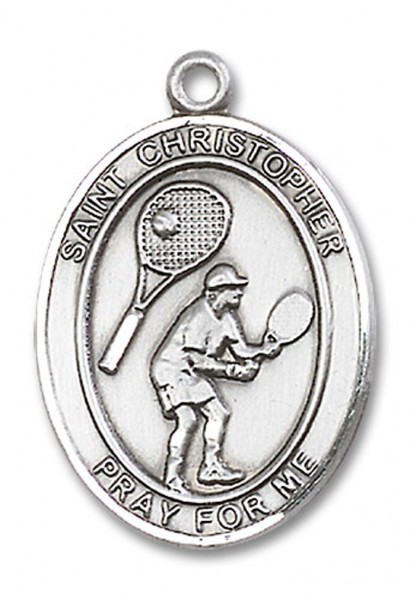 St. Christopher Tennis Medal, Sterling Silver, Large - No Chain