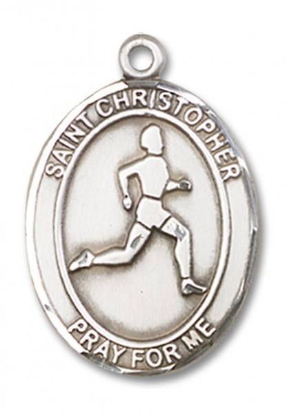 St. Christopher Track and Field Medal, Sterling Silver, Large - No Chain