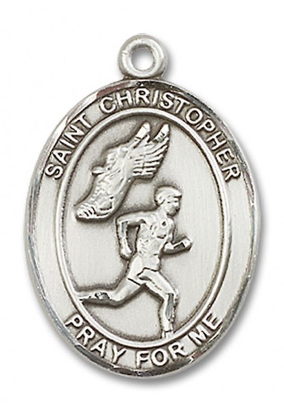 St. Christopher Track and Field Medal, Sterling Silver, Large - No Chain