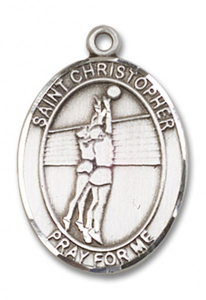 St. Christopher Volleyball Medal, Sterling Silver, Large - No Chain