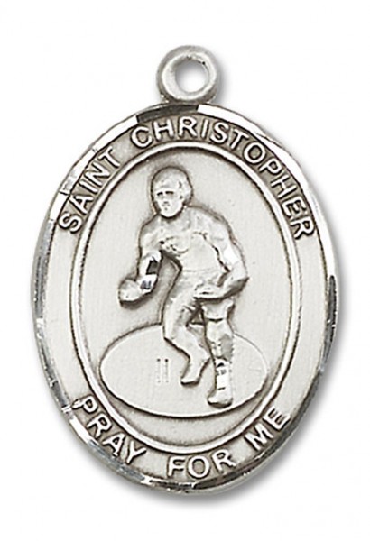 St. Christopher Wrestling Medal, Sterling Silver, Large - No Chain
