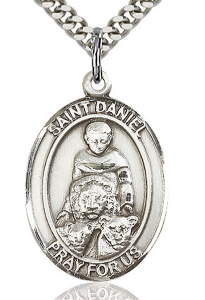 St. Daniel Medal, Sterling Silver, Large - 24&rdquo; 1.7mm Sterling Silver Chain &amp; Clasp