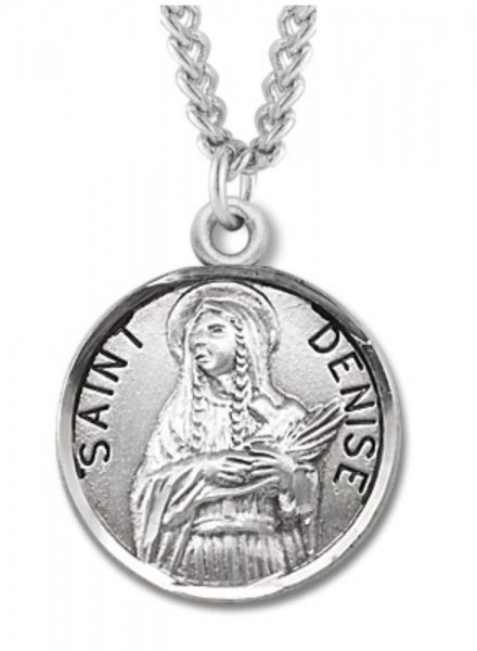 Women's St. Denise Necklace Round Sterling Silver with Chain Options - 18&quot; 1.8mm Sterling Silver Chain + Clasp