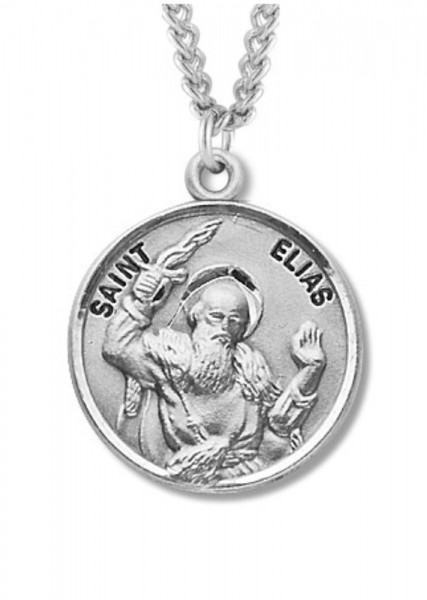 Boy's St. Elias Necklace Round Sterling Silver with Chain - 20&quot; 2.2mm Stainless Steel Chain with Clasp