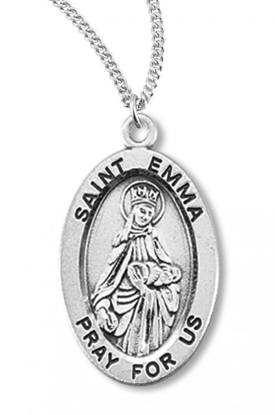 Women's St. Emma Necklace Oval Sterling Silver with Chain Options - 18&quot; 1.8mm Sterling Silver Chain + Clasp