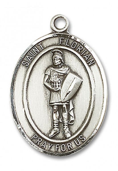 St. Florian Medal, Sterling Silver, Large - No Chain