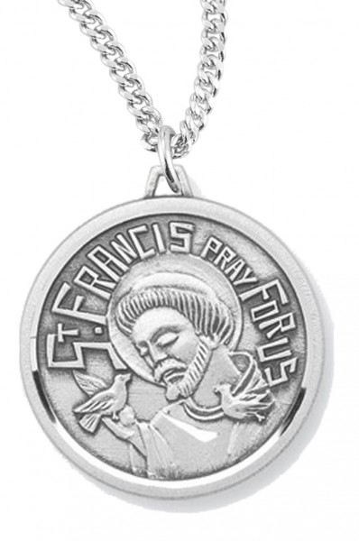 Women's St. Francis Necklace, Sterling Silver with Chain Options - 18&quot; 1.8mm Sterling Silver Chain + Clasp