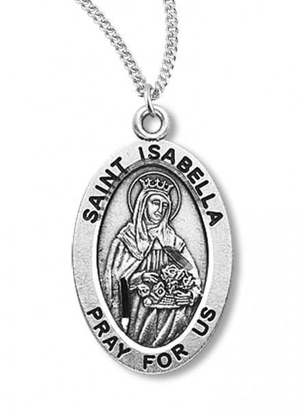 Women's St. Isabella Necklace Oval Sterling Silver with Chain Options - 18&quot; 1.8mm Sterling Silver Chain + Clasp