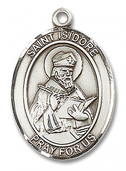 St. Isidore of Seville Medal, Sterling Silver, Large - No Chain