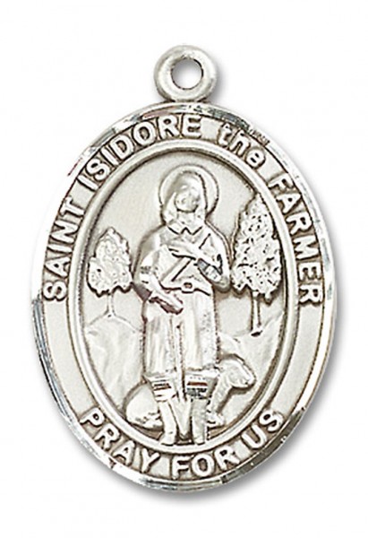 St. Isidore the Farmer Medal, Sterling Silver, Large - No Chain