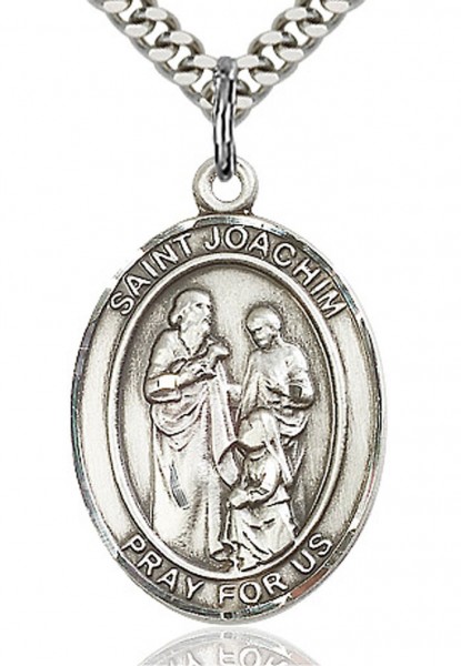 St. Joachim Medal, Sterling Silver, Large - 24&quot; 2.4mm Rhodium Plate Chain + Clasp