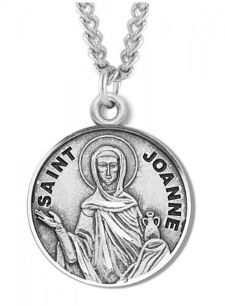 Women's St. Joanne Necklace Round Sterling Silver with Chain Options - 18&quot; 1.8mm Sterling Silver Chain + Clasp