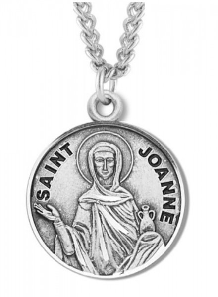 Women's St. Joanne Necklace Round Sterling Silver with Chain Options - 20&quot; 2.2mm Stainless Steel Chain with Clasp