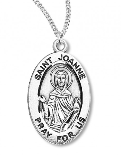 Women's St. Joanne Necklace Oval Sterling Silver with Chain Options - 18&quot; 1.8mm Sterling Silver Chain + Clasp