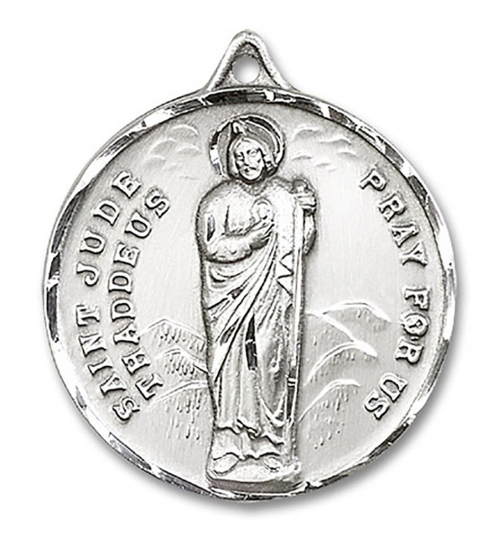 Large Men's Sterling Silver Saint Jude Medal - No Chain