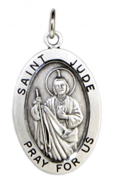 Men's St. Jude Necklace Oval Sterling Silver with Chain Options - No Chain