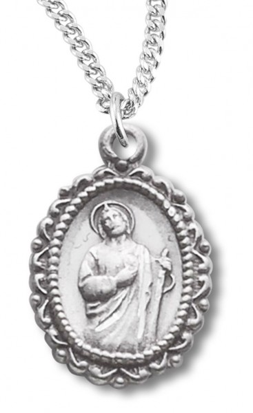 Silver Plated St Jude Medal with 18" chain necklace