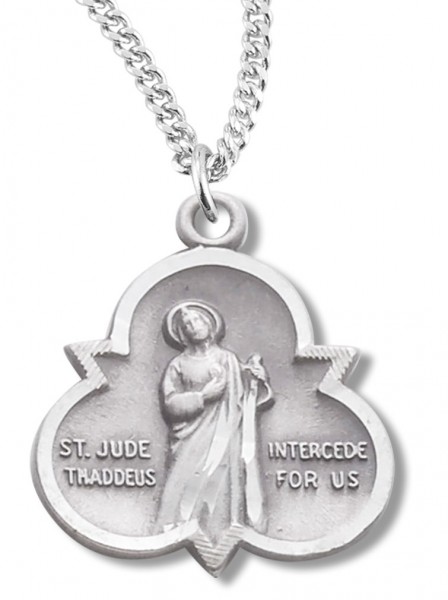 Women's St. Jude Trinity Necklace, Sterling Silver with Chain Options - 18&quot; 1.8mm Sterling Silver Chain + Clasp