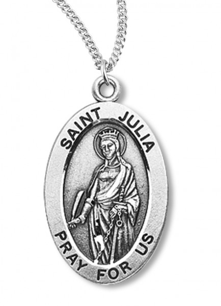 Women's St. Julia Necklace Oval Sterling Silver with Chain Options - 18&quot; 1.8mm Sterling Silver Chain + Clasp
